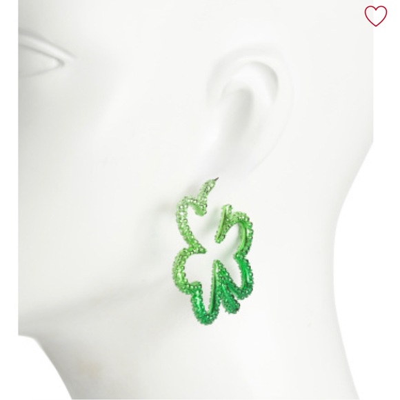 Betsey Johnson Ombré Crystal Shamrock Earrings - Picture 2 of 2